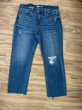Old Navy Blue Distressed Ankle Crop Jeans
